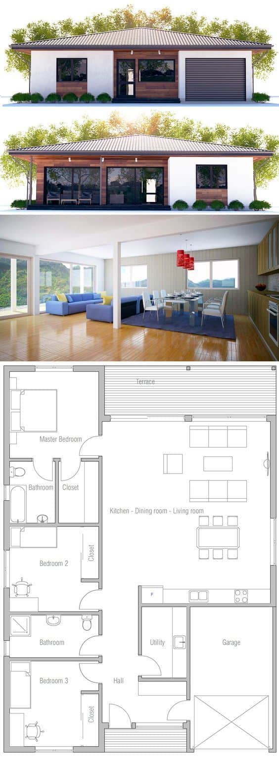 home layout with exterior and interior view