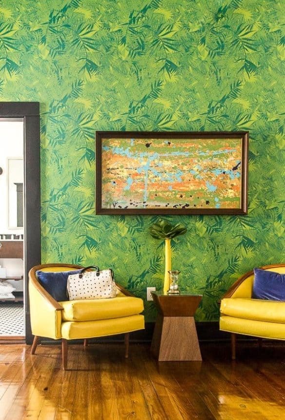 paint colour Paper Stitch Blog green and yellow wall of living room
