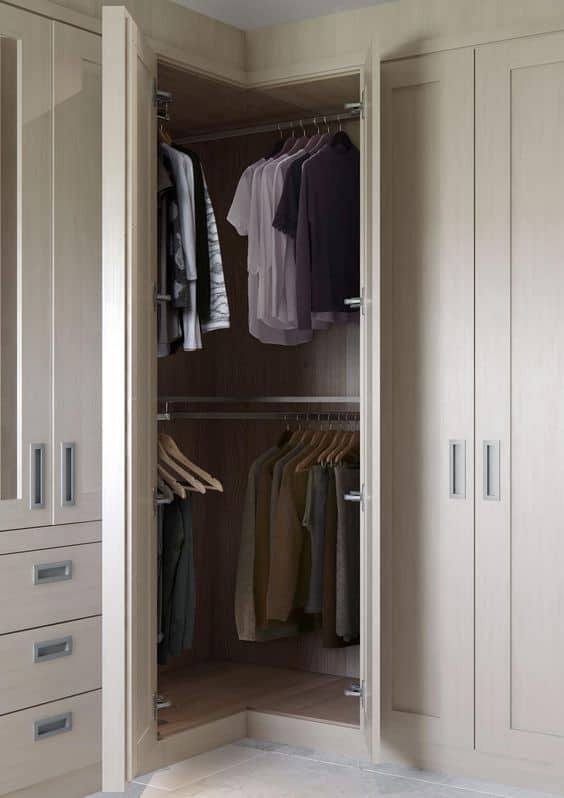Corner L shape wardrobe for bedroom