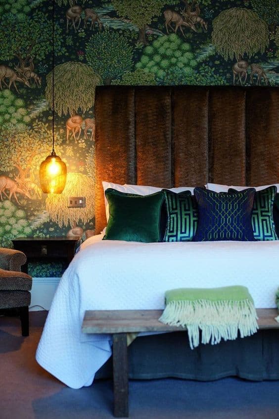 wallpaper for bedroom in green colour