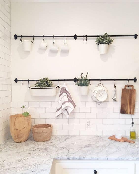 hanging rods to hang utensils and decorative stuff
