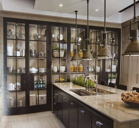glass doors for a simple kitchen design in a modern indian style house
