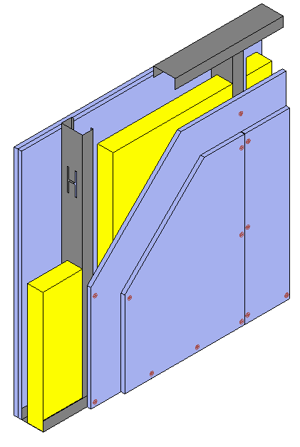 Twin frame PB-PB acoustics-board for drywall design