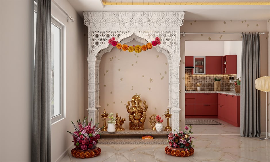 Ganesh idol, mandir design for hall, marble temple