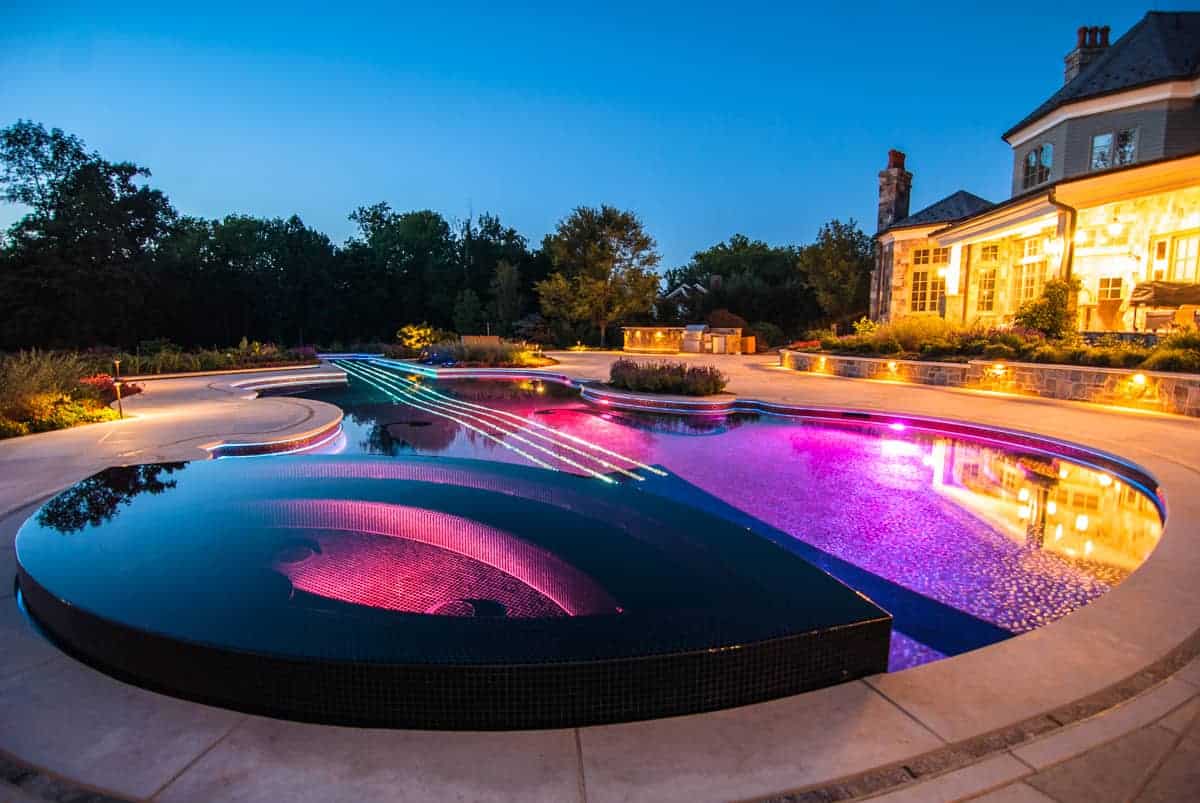 coloured lights in pool