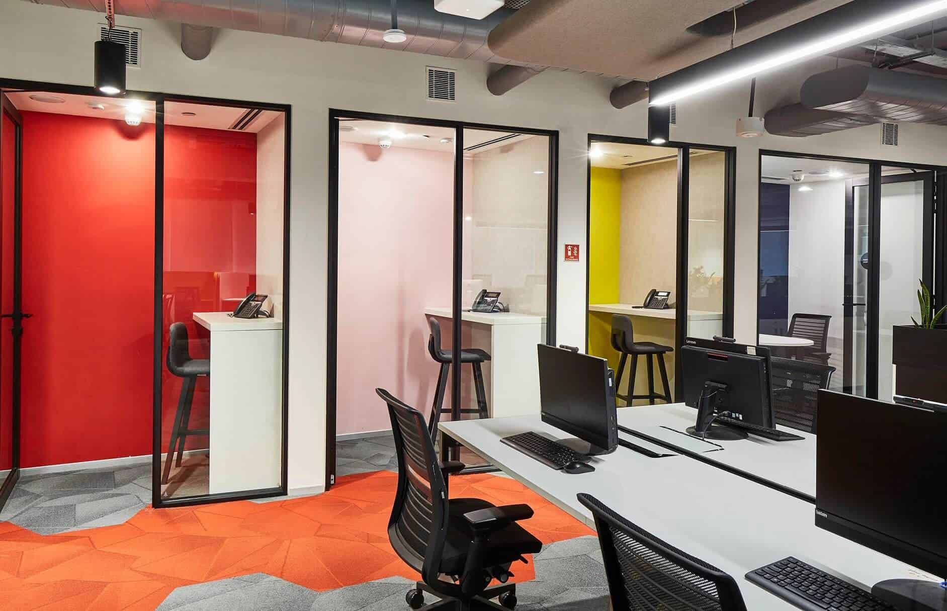 Gyproc Drywalls used in Phone booths at Ogilvy office by eleganz interiors private limited - interior turnkey contractors in mumbai; WPP Campus Bay 99