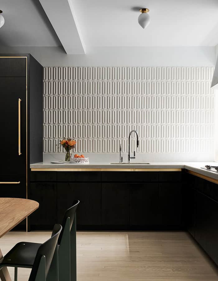 white coloured 3D kitchen tiles