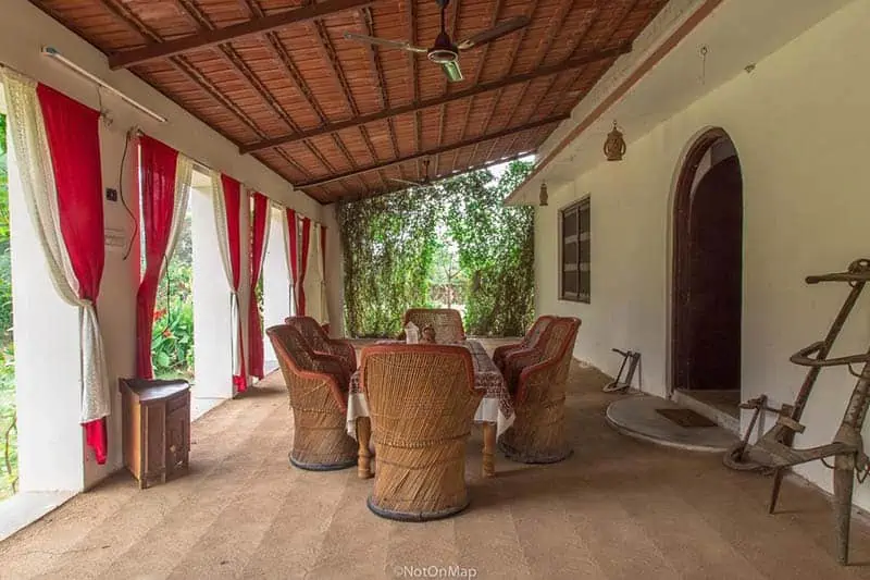 bamboo chairs with the garden view seating area