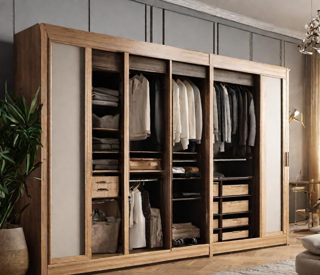 brown sliding door wardrobe in a bedroom