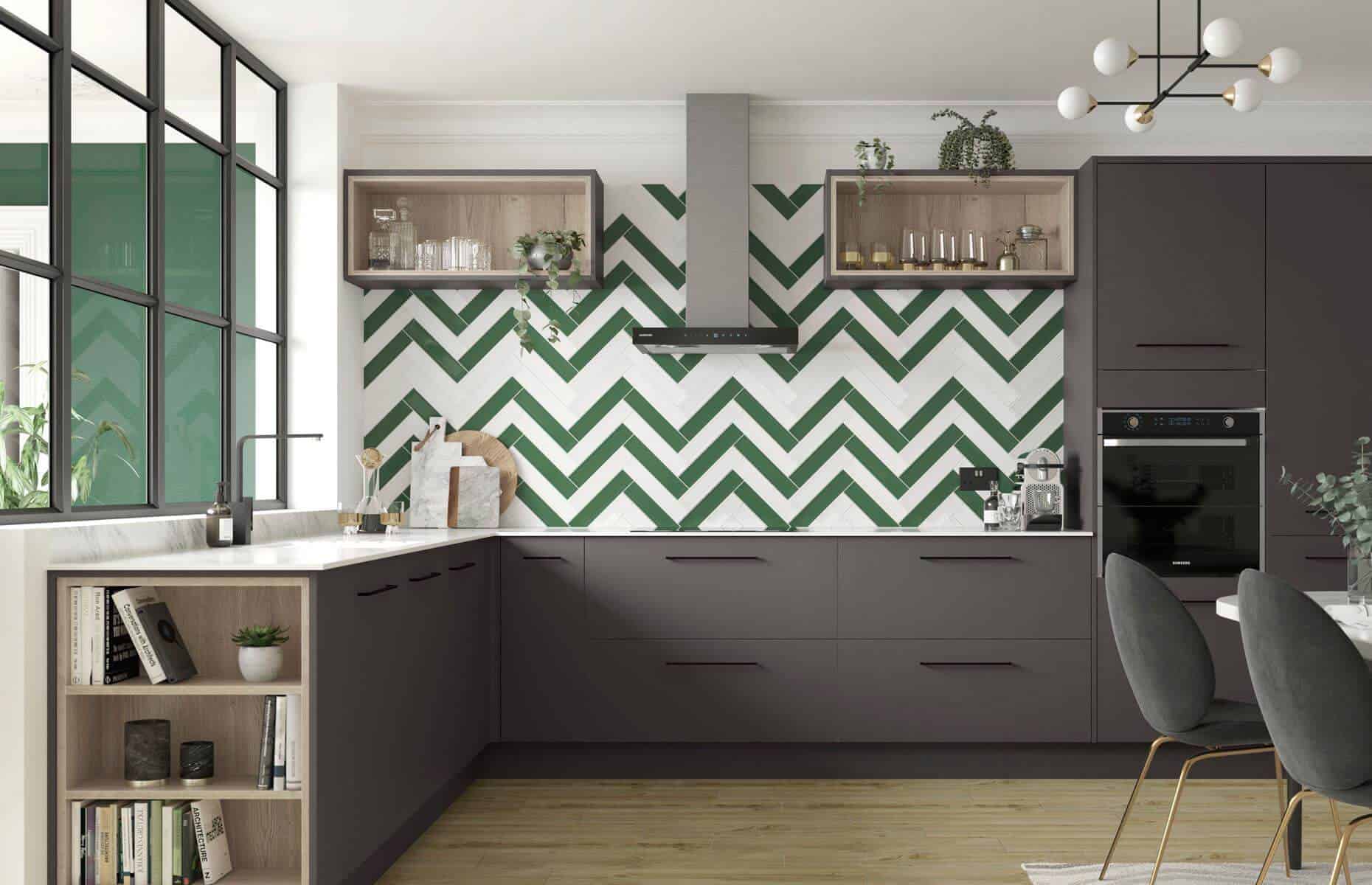 green and white patterned tiles for kitchen, kitchen backsplash ideas