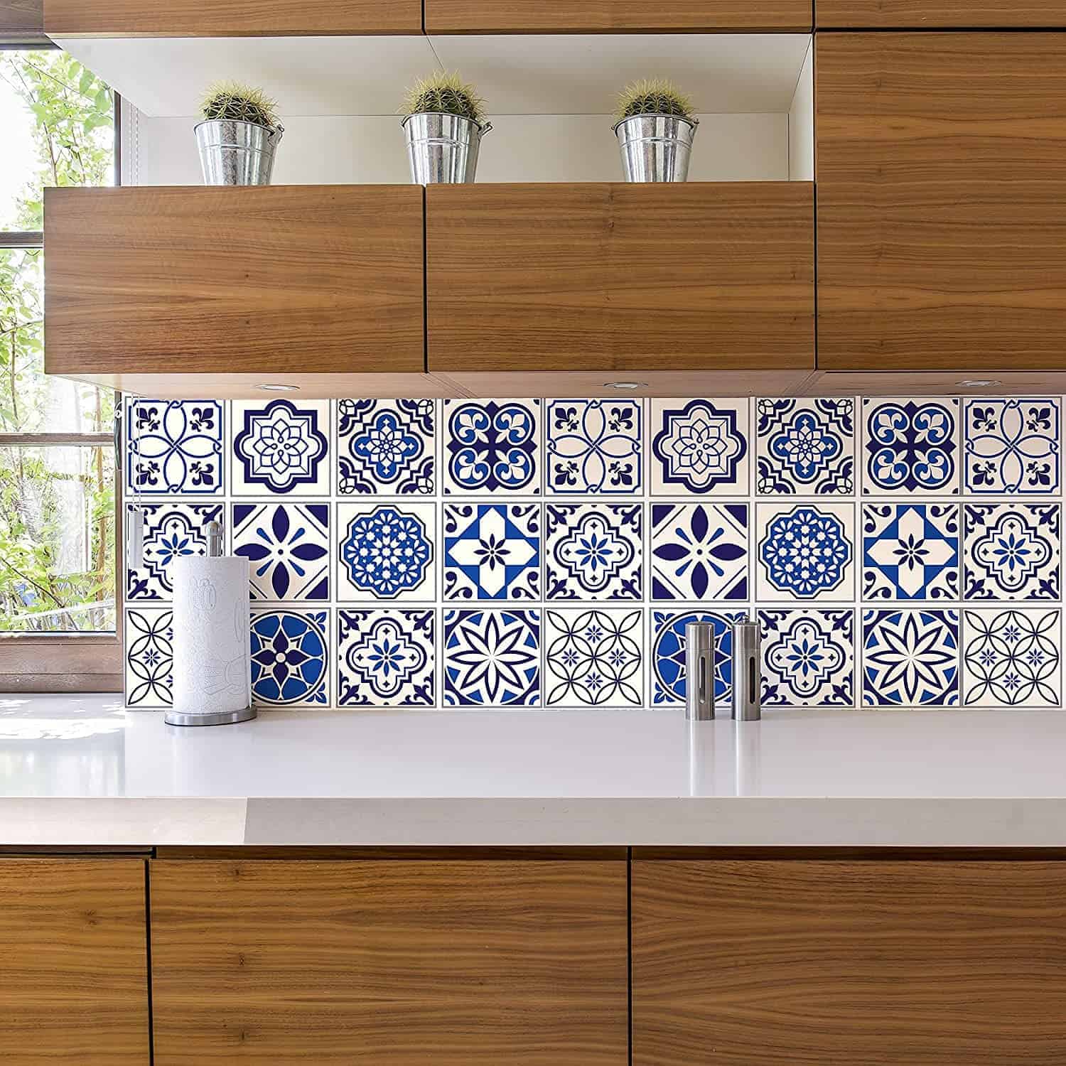 blue and white moroccan tiles for kitchen backsplash, subway tiles, kitchen wall tiles design
