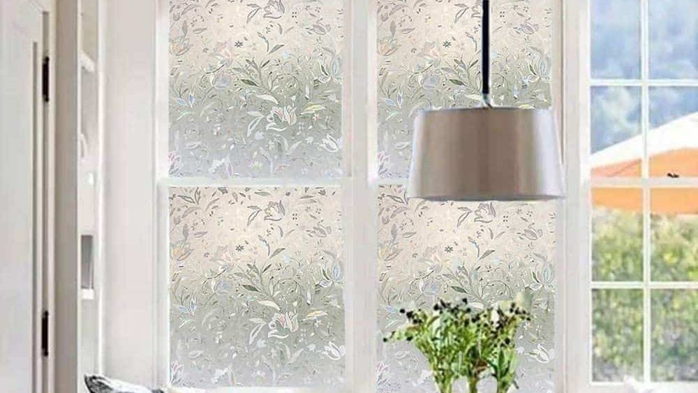 textured glass with floral pattern