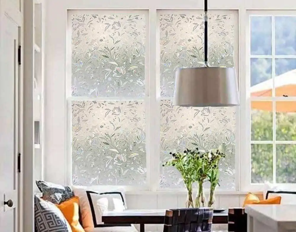 textured glass with floral pattern