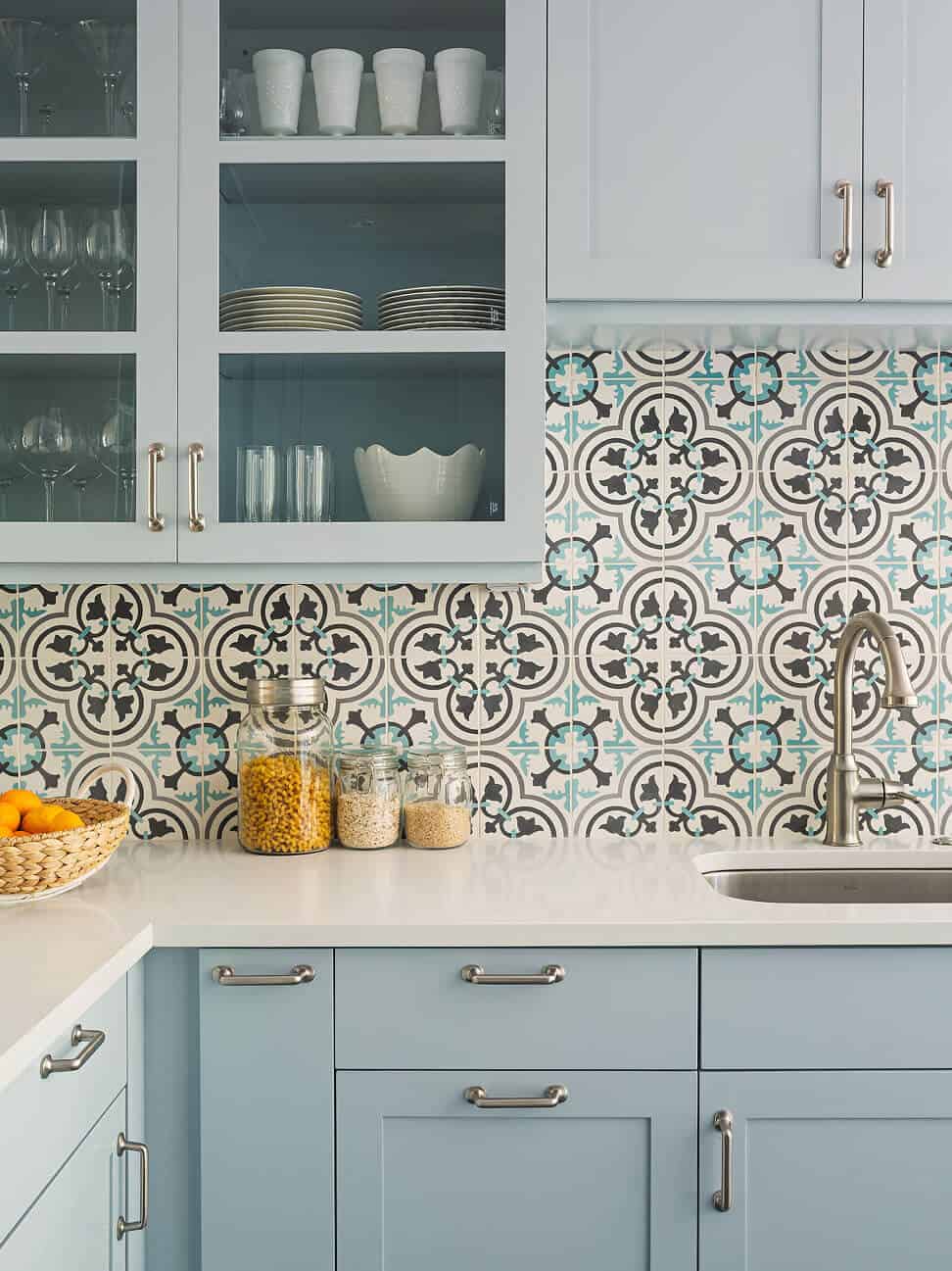 minimalist blue and grey moroccan tiles for kitchen backsplash, subway tiles, kitchen wall tiles design