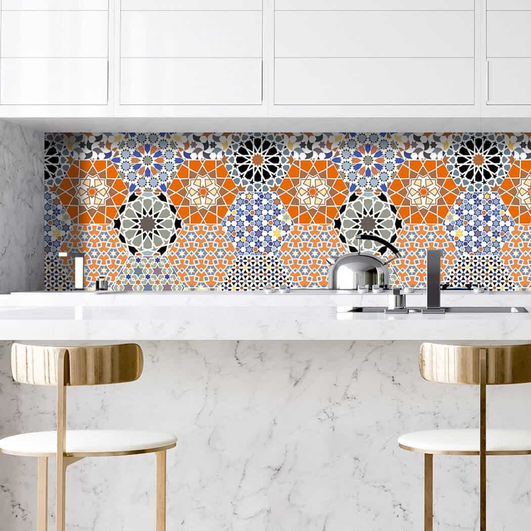 multicoloured moroccan tiles for kitchen backsplash, subway tiles, kitchen wall tiles design