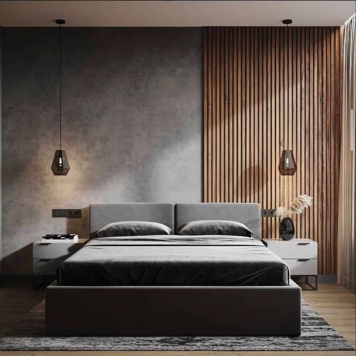 Masculine design well suited for men interior bedroom colour