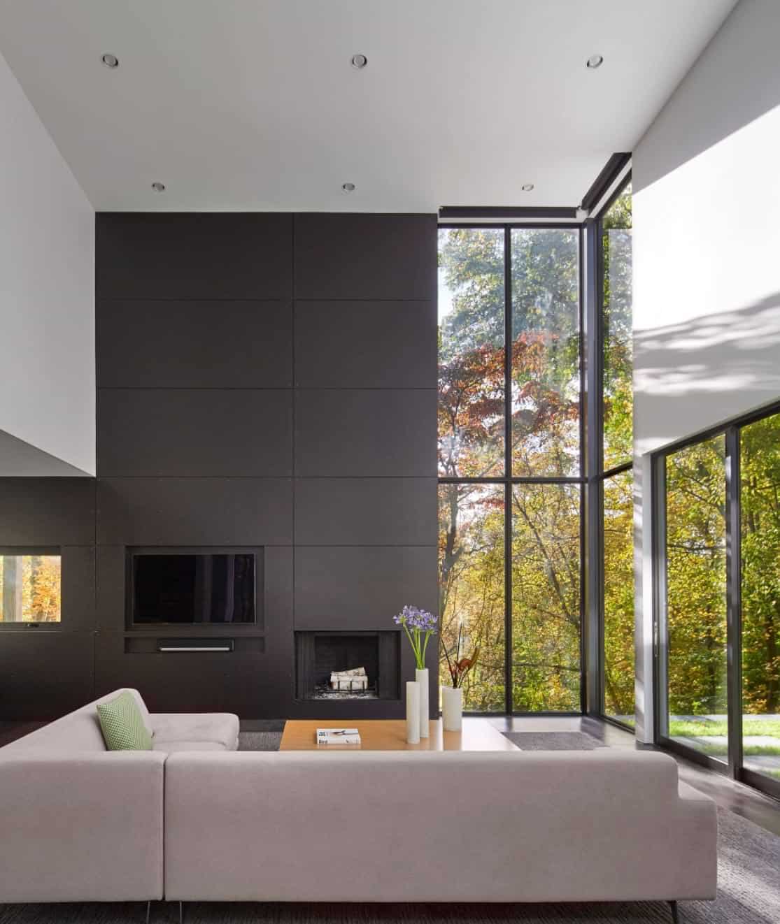 L shape glass wall