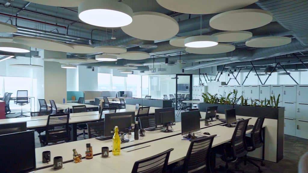 Ecophon Cloud ceiling at Medicom office by eleganz interiors private limited - interior turnkey contractors in mumbai