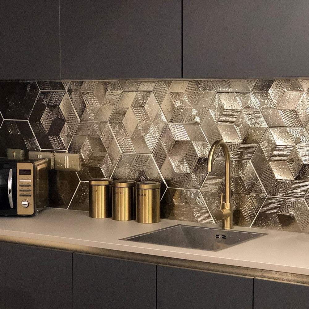 metallic decorative tiles for kitchen walls