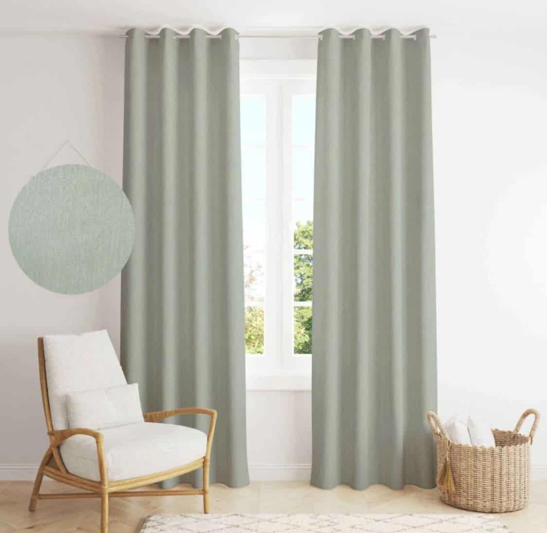 Pastel green curtains for living room