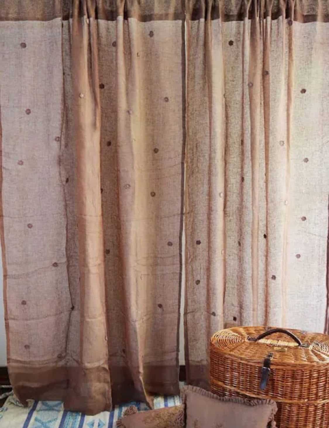 brown linen curtain