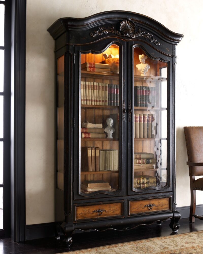 a traditional black antique bookcase for your study room