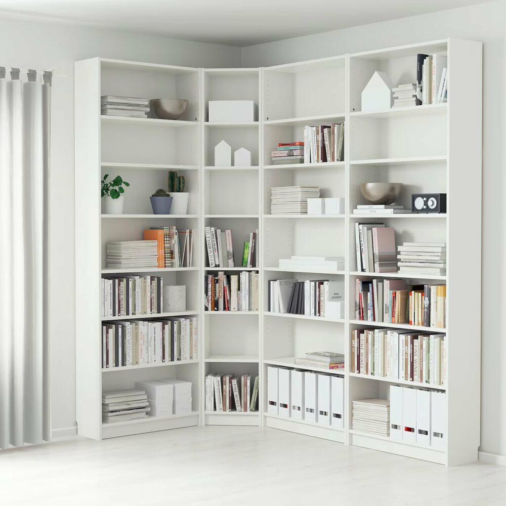 white corner bookcase for your living room