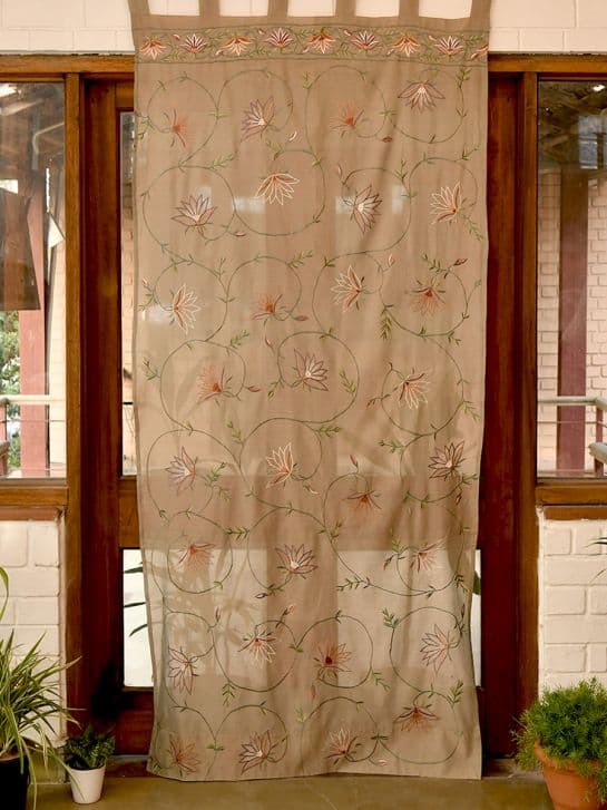 Brown silk embroidery curtain