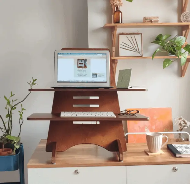 standing furniture for laptops, room setting, brown colour