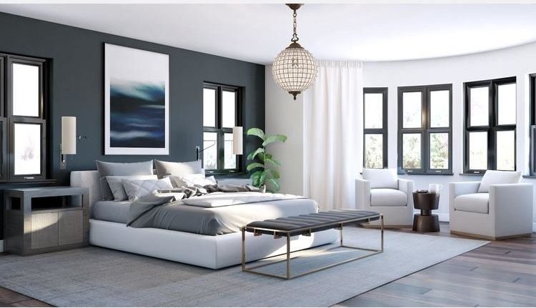 bedroom interior design image with pleasing color scheme wall design