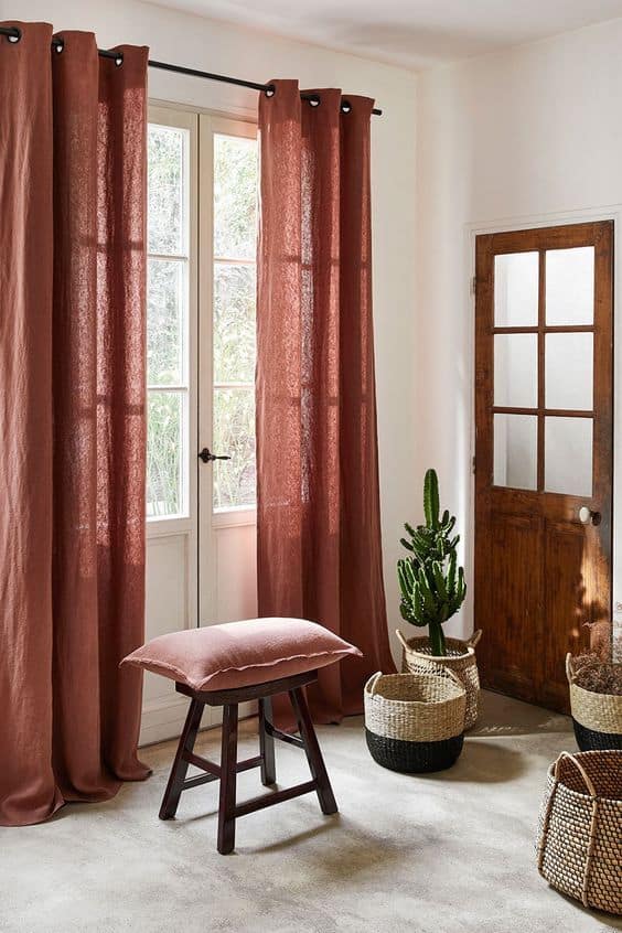 Double panel drapes for front door living room 