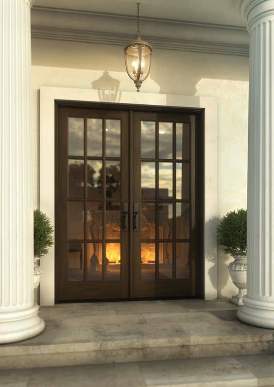 Glass and wood main gate design