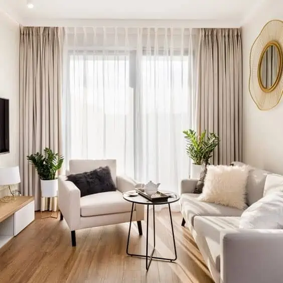 Sheer curtains in living room