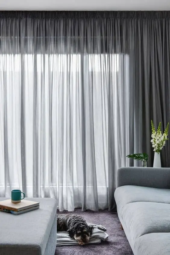 Grey pencil pleat curtains 