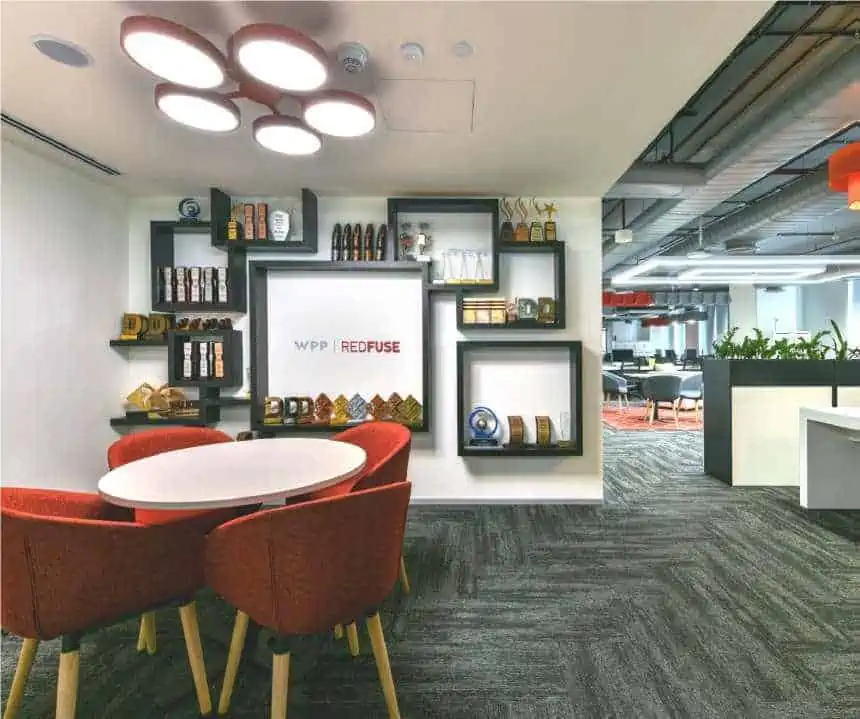 Awards showcase on Gyproc Drywall at Wave Maker office with ecophon ceiling