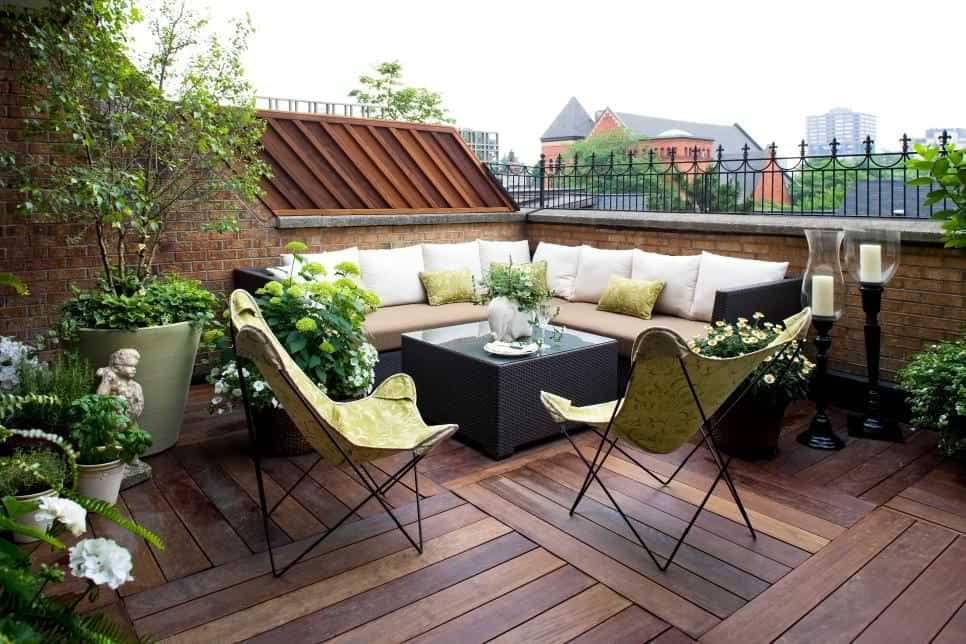 Brown corner patio seating furniture