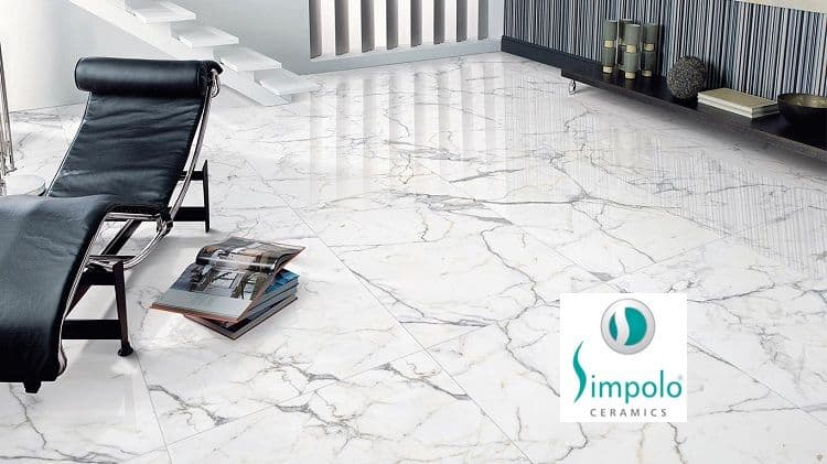  Simpolo Ceramics with logo and with marble floor tiles in white colour