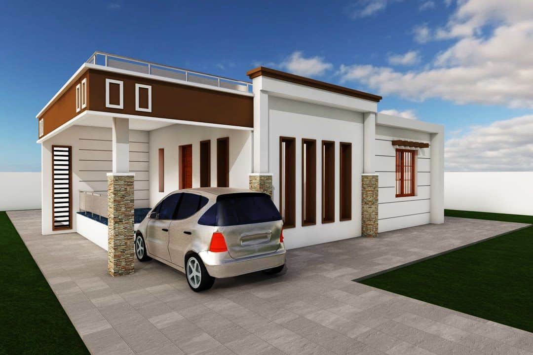 Archi CAD 3D house design with car parking