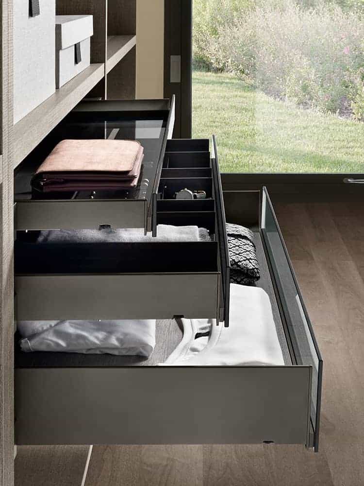 pull-out drawers to store your clothes and linen
