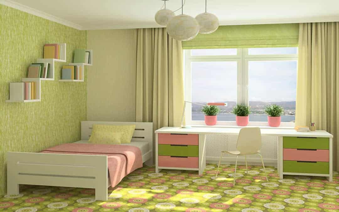lime green and yellow bedroom