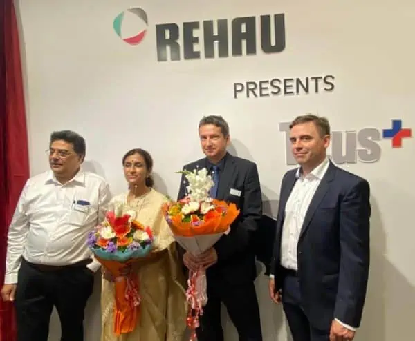 L-R Mr. Manish Arora, VP-Furniture Solutions, REHAU South Asia, Ms Bhavana Bindra, MD, REHAU Southa Asia, Mr. Marko Korelc, Regional Sales Director, TITUS Group and Mr. Uros Mihelcic, Marketing Manager, TITUS Group for premium hardware solutions