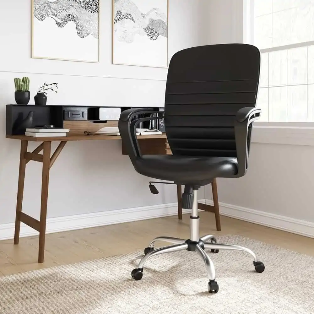 Nilkamal Aries leather finish chair in home office with desk