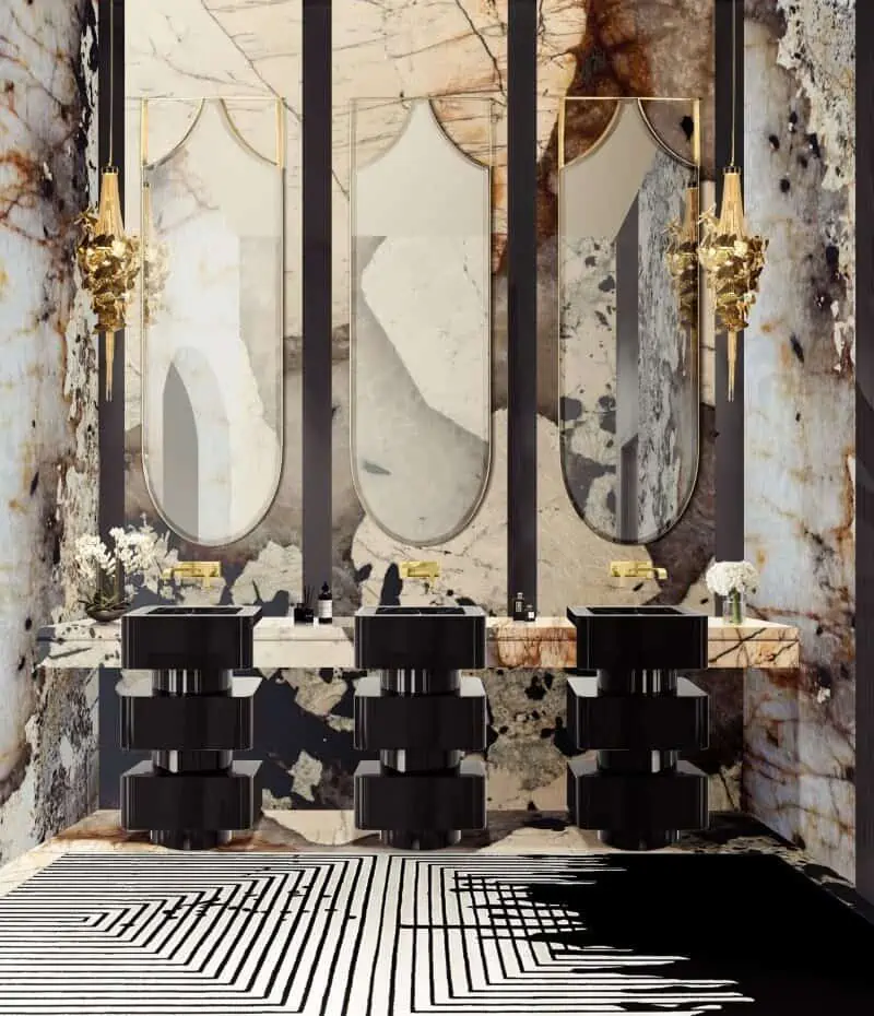 modern bathroom with mirrors and black basins washbasin design for hall