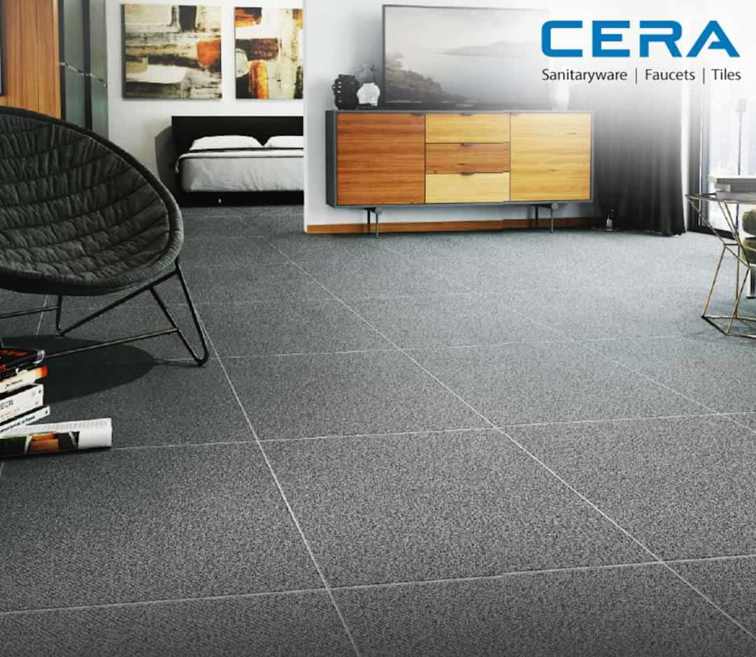 Best matt living room floor tiles in grey colour from one of the the top tile companies in India- Cera sanitary-ware