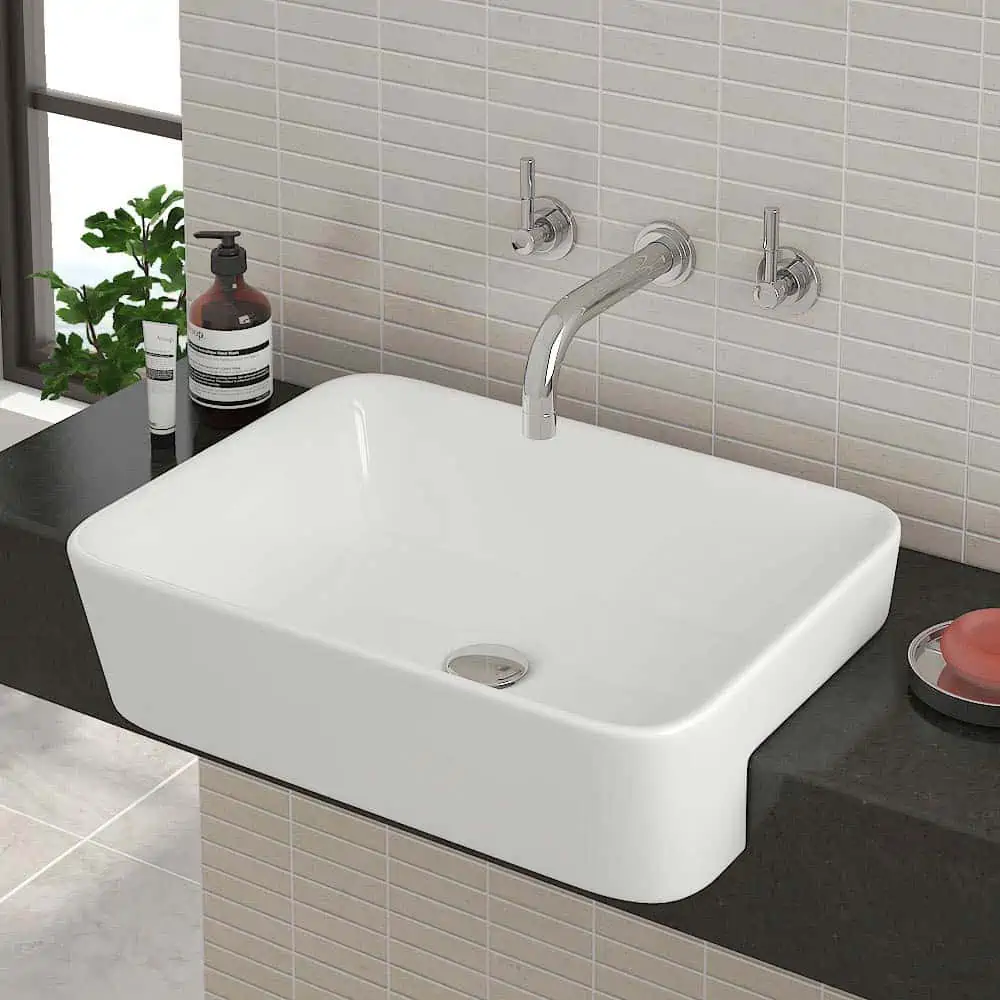 white sink with taps 