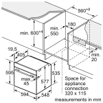 Siemens combination steam oven iQ700 - HS858GXB6 - measurement diagram 1