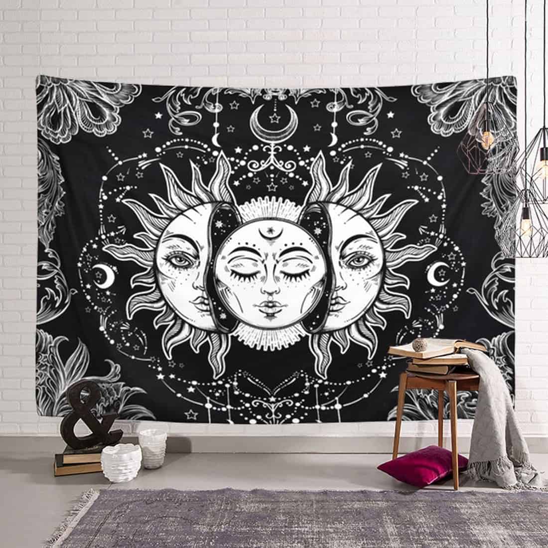 Living room black sun Mandela tapestry wall hanging