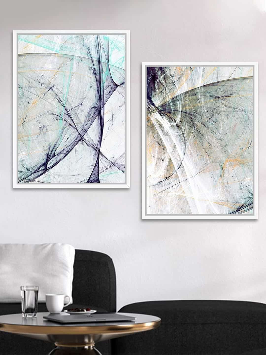 Twin wall paintings abstract