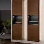 brown coloured wall-mounted bathroom furniture