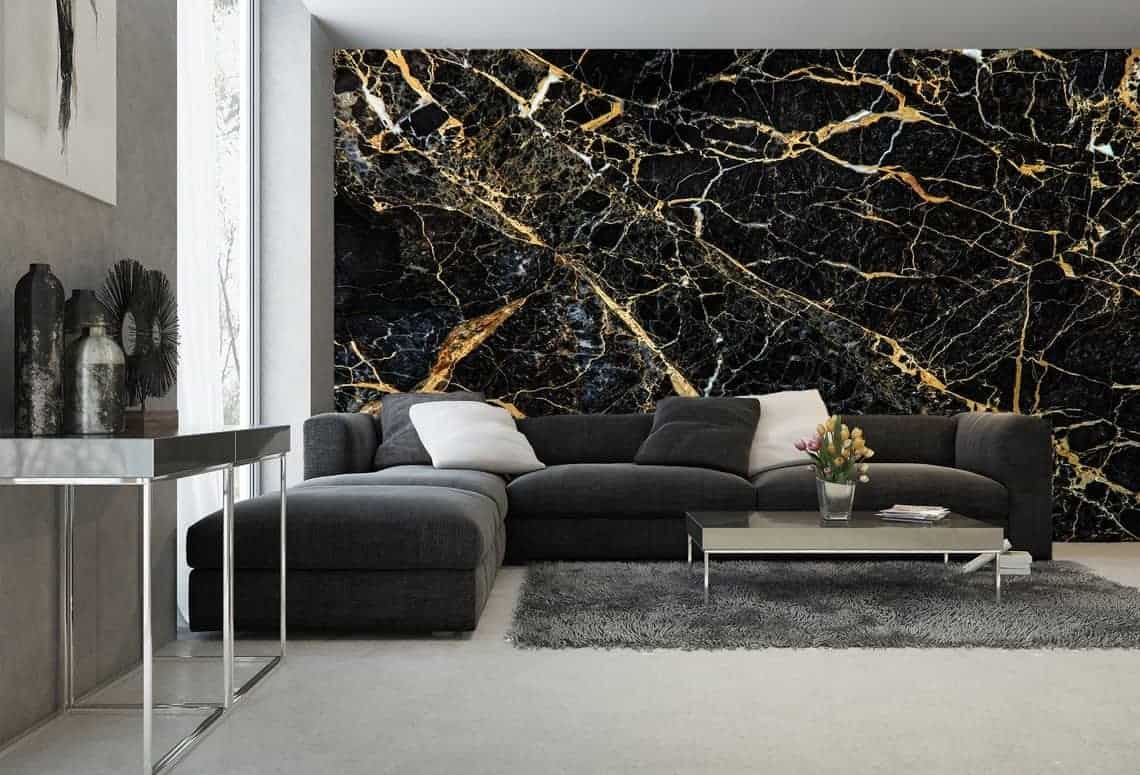stunning black accent wall with golden streaks